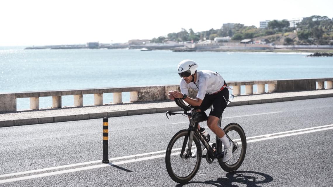 Albert Cuspinera, durant l’Ironman de Cascais, on va completar el seu primer triatló de llarga distància.