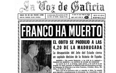Portada de la Voz de Galicia anunciant la mort del dictador Francisco Franco.